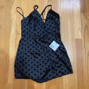 Revolve silk polka dot romper size xs never worn!